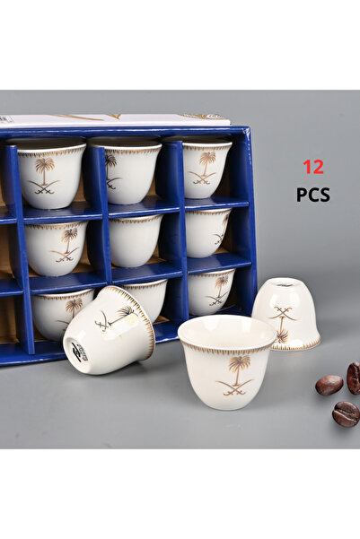 Generic Ceramic coffee cup set, 12 pieces, featuring a design of two swords a...
