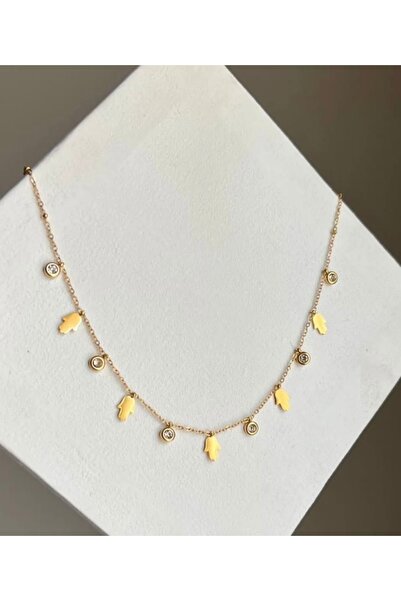 cundapacks Çelik Meryem ana eli kolye Çelik hamsa kolye