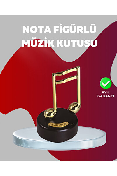 Lisinya Altın Nota Figürlü Dönen Müzik Kutusu Dekoratif Music Box -