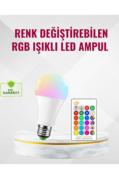 Lisinya RGB Uzaktan Kumandalı LED Ampul 16 Renk Dekoratif Aydınlatma -