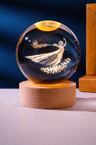 OEM "Dancing Fairy" crystal globe lamp, warm light, USB powered – globe 8 cm ...