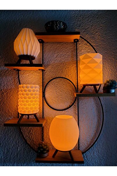 METU SHOP Minimalist 4'lü Abajur Dekoratif Mini Mumluk Seti + 4 Adet Led Teal...