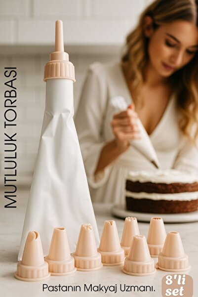 Evvano Professional 8-Piece Cream Piping Bag Set |   Pastry Decorating Tips a...