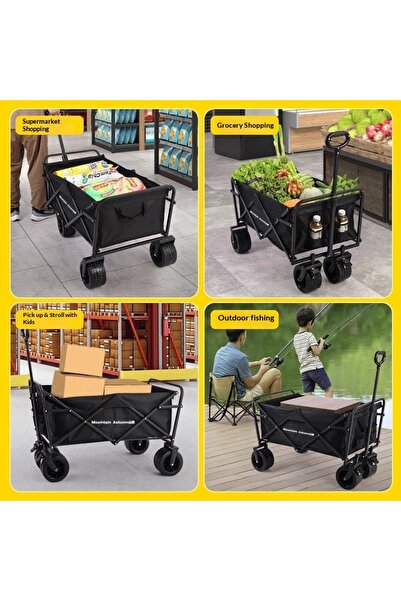 satrendy 145L Foldable Camping Wagon Cart 100kg Utility Trolley 600D Oxford 5...