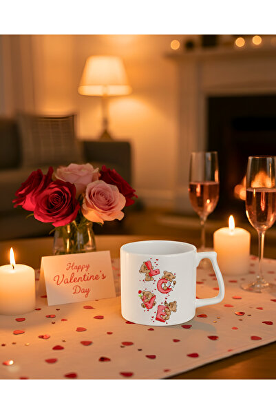 Finka Dekor Gift for Lover - Mug with Love Written and Teddy Bear Design - Va...