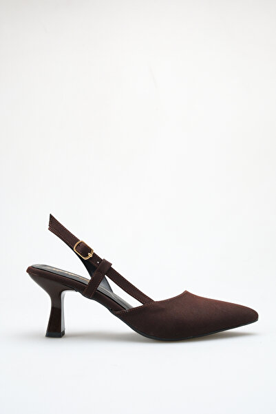 BEEKAMI Kadin sivri burun arkası açık kadeh topuklu ayakkabı