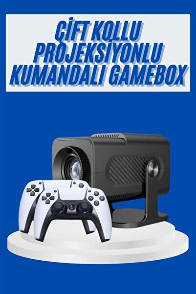 fantastik store 4K Android Smart Wi-fi Çift Kollu Projeksiyon Game Box Kumand...