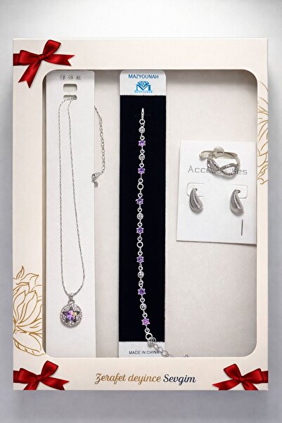 MİHRES ÇELİK SET SADE ŞIK GÜNLÜK ÖZEL GÜN SETLERİ KOLYE KÜPE BİLEKLİK YÜZÜK 4...