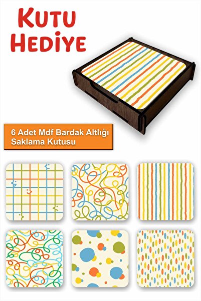 UNT 6-Piece Mdf Coasters with Storage Box – Decorative Mediterranean Breeze P...