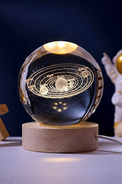 OEM Decorative night light with 3D crystal globe and planets, 8 cm, elegant w...
