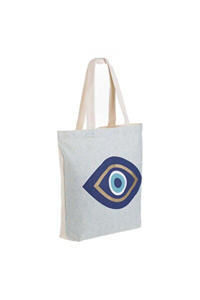 OEM Ecru Textile Bag with Black Eye Pattern 35x10x42cm