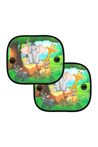 OEM Car Sunshade with Jungle Animals Pattern 44x36cm - 2pcs