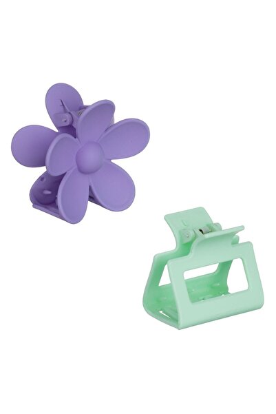 OEM Matte Green & Lilac Daisy Hair Clips for Women 6cm - 2pcs