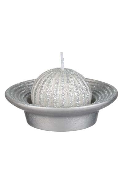 OEM Χριστουγεννιάτικο Διακοσμητικό Πιάτο με Κερί & Ασημένιο Γκλίτερ 9x3εκ.