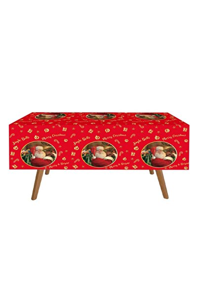 OEM Fata de Masa Rosie din Plastic cu Model Mos Craciun 180x120cm