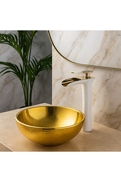 banyosepeti صنبور حوض غسيل من الذهب الأبيض من كاسكيد – تصميم عالي الجودة، هيك...
