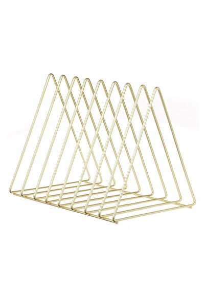 OEM Gold Metal Book Stand with 8 Compartments 27x17.5x20cm