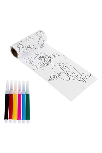 OEM Set de Colorat Dinozaur Avion in Rola cu 6 Carioci - 2m