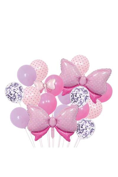 OEM Metallic Party Balloons Pink Polka Dots Transparent Bows Purple Confetti ...