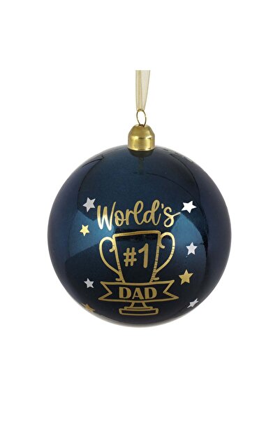 OEM Glob de Craciun Albastru Dublu cu Mesaj ”Dad of the Year” Ø10cm