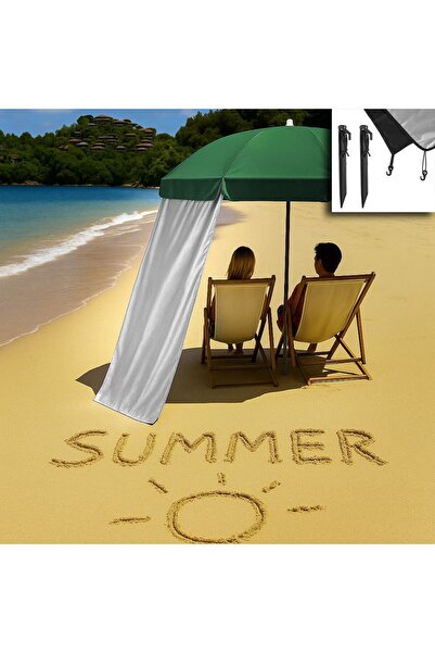 OEM Parasolar Umbrela de Plaja cu Protectie UPF50 & 2 Tarusi Mici 130x110cm -...