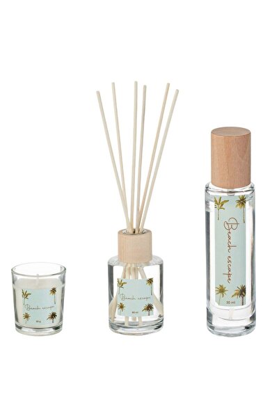 OEM Beach Escape Oil Spray Room Freshener Set with Sticks & Candle