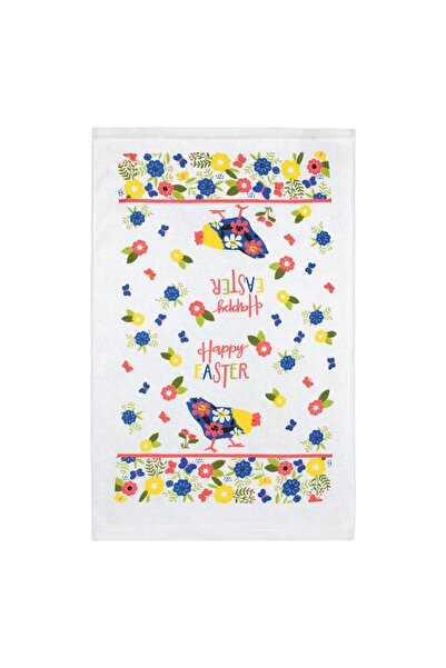 OEM White Cotton Kitchen Towel Easter Chicks Happy Easter 63x38cm