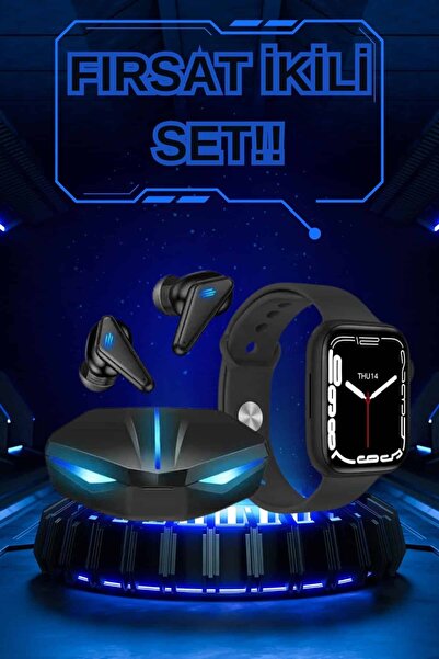 Lisinya Yeni Nesil Akıllı Saat ve Kablosuz Kulaklık Kampanyası İkili Set Blue...