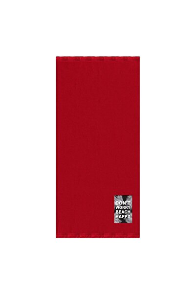 OEM Red Cotton Beach Towel with Don't Worry Patch 170x90cm