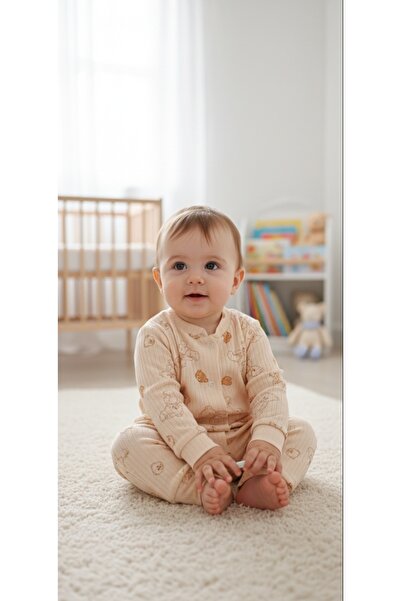 O&G Collection 100% Cotton Salmon Teddy Bear Patterned Baby Romper/Bodysuit