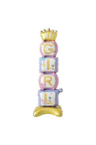 OEM Foil Balloon Pink Lilac Gold Crown "Girl" 72x44cm