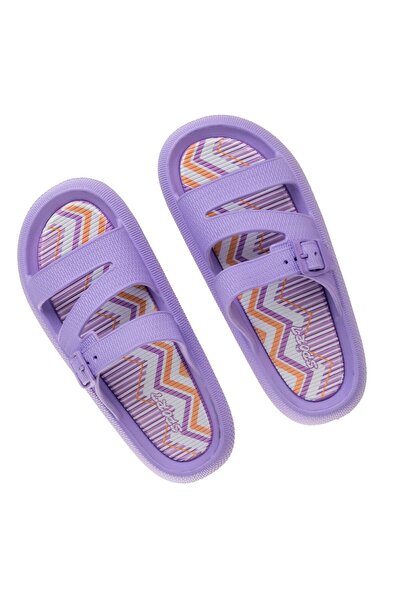 OEM Lilac Triple Belt Beach Slipper & Colorful Sole for Women 40-41