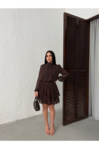 LİLA İSTANBUL Turtleneck Skirted Dress