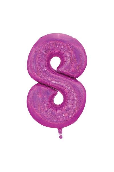 OEM Holographic Fuchsia Metallic Foil Party Balloon No.8 - 60cm