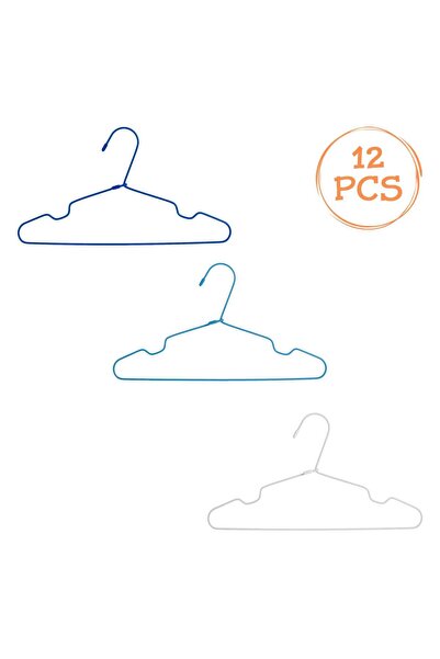 OEM Метални закачалки за деца в бяло и синьо 29,5 см - 12 бр.