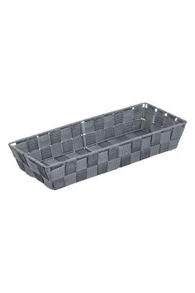 OEM Grey Woven Storage Basket with Metal Frame 36x14x6cm