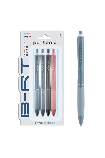 OEM Pentonic Soft Grip Ballpoint Pen Set Blue Black Red 0.7mm - 4pcs