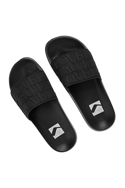 OEM Black Slides Beach Slippers with Embossed "Love" Pattern for Women 38-39