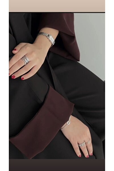 WAHAJ DRESSES Maroon abaya with rolled sleeves