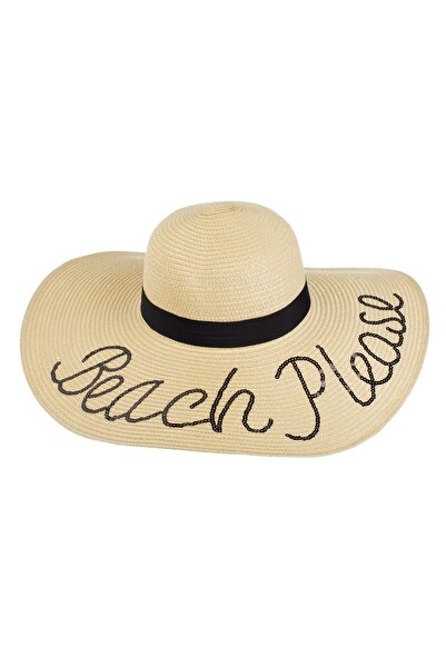 OEM Μπεζ Καπέλο Παραλίας με Πούλιες για Γυναικεία