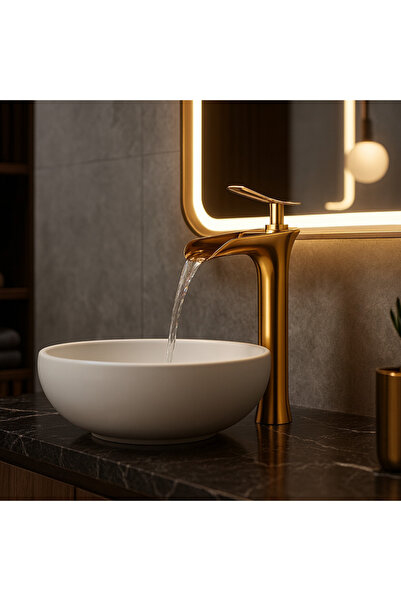 banyosepeti صنبور حوض غسيل ذهبي من كاسكيد جولد – تصميم عالي، هيكل نحاسي، طلاء...