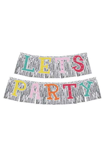 OEM Banner de Perete Argintiu Metalizat Holografic "Let's Party" 65.3cm 78.5c...
