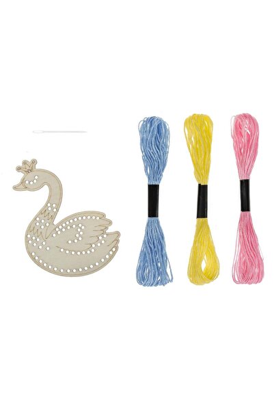OEM Wooden Swan Embroidery Set 8.5x11cm