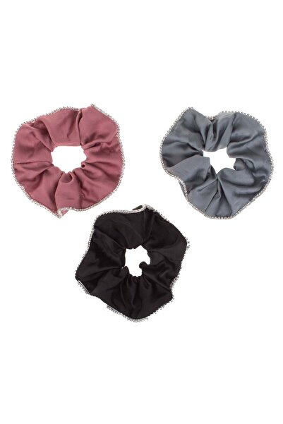 OEM Brown Grey Black Textile Hair Elastics with Rhinestones on the Edge for W...