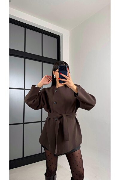 Gaus Acı Kahve Astarlı Kemerli Muadil Ceket GAUS-00990