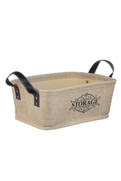 OEM Beige Textile Storage Basket with Handles "Storage" 33x22x13cm