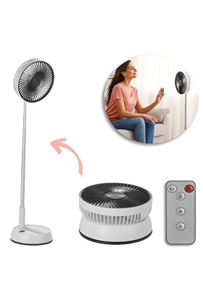 OEM Ventilator Pliabil Telescopic Alb cu USB & Telecomanda Ø20cm