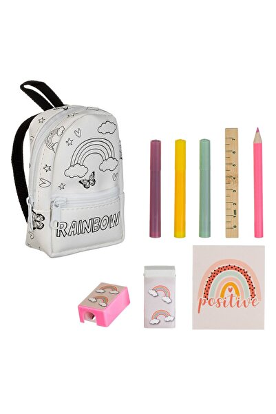 OEM Mini Rainbow Backpack School Set with Accessories 7.5x3x10cm - 8 pieces