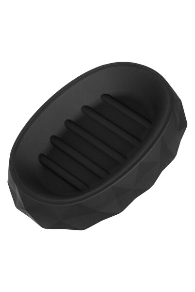 OEM Savoniera din Plastic Negru Ovala cu Model Diamond 13x9cm