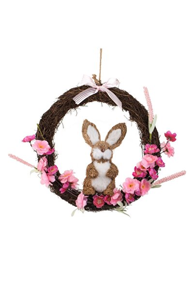 OEM Decorative Wreath with Bunny & Pink Easter Flowers Ø33cm
